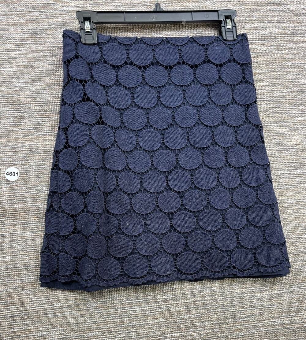 Boden Skirt Womens Size 4 Blue Cotton Lace Polka Dot A Line Lined Short Casual